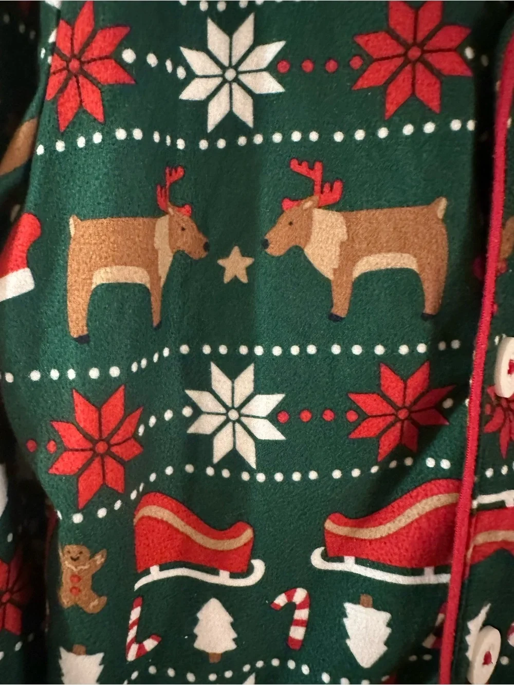 Carter's Green Holiday Reindeer Print Button-Up Pajama Set
